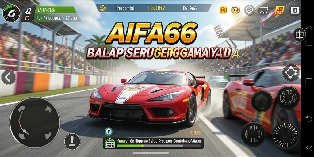 Tampilan gameplay AIFA66 dengan aksi balap penuh adrenalin.