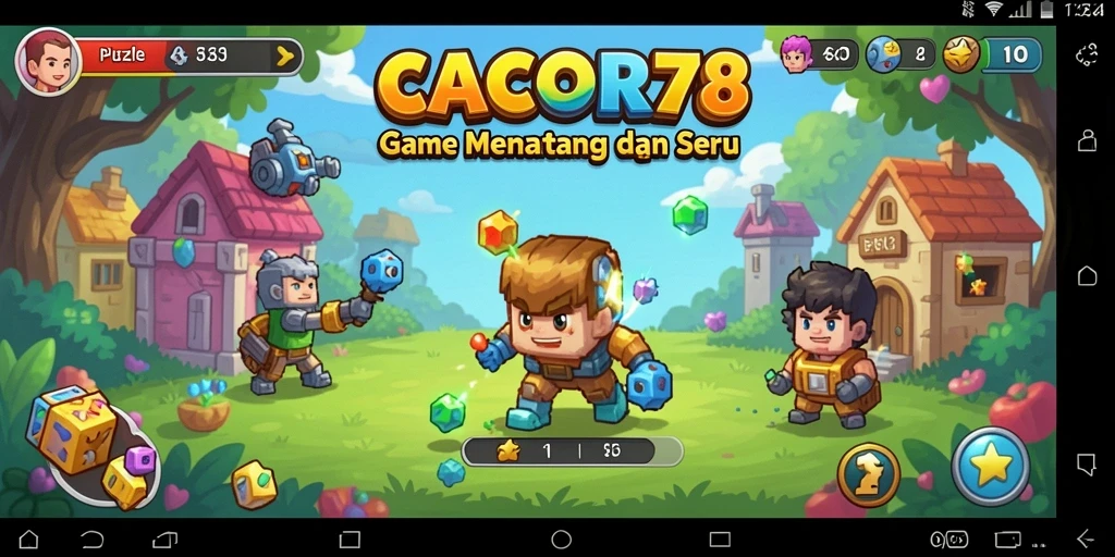 Screenshot utama menunjukkan gameplay <strong>CACOR78</strong> yang penuh warna dan menarik.