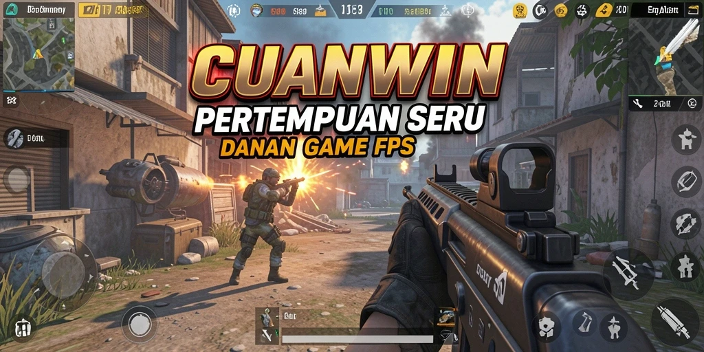 Tampilan gameplay <strong>CUANWIN</strong> yang seru di medan tempur FPS.