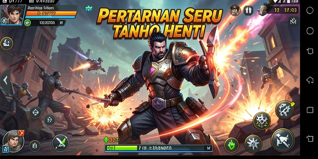 Tangkapan layar utama DY777 menampilkan pertarungan mendebarkan dalam game Action.