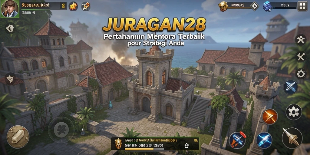 Tangkapan layar menunjukkan pertempuran seru di JURAGAN28 dengan menara berwarna-warni.
