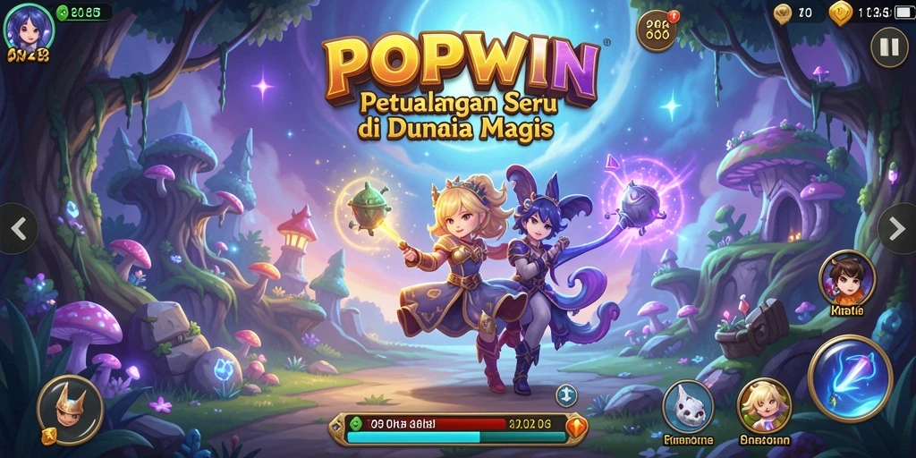 Screenshot gameplay POPWIN menunjukkan petualangan seru dan grafis menakjubkan.