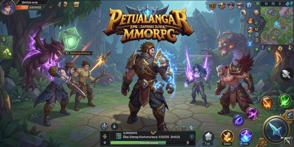 Screenshot utama SM605 menampilkan aksi pertempuran yang mendebarkan dalam MMORPG.